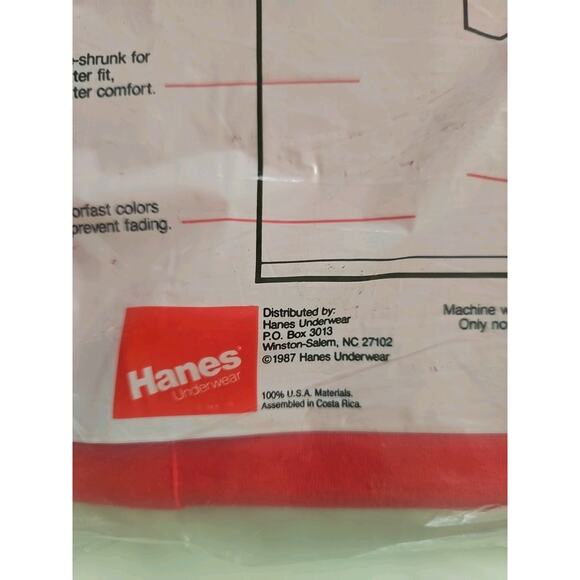 Vtg 1987 Hane Pocket-T Men's Tee Shirt Red- & B Slightly Imperfect Size L Sealed - Picture 11 of 11